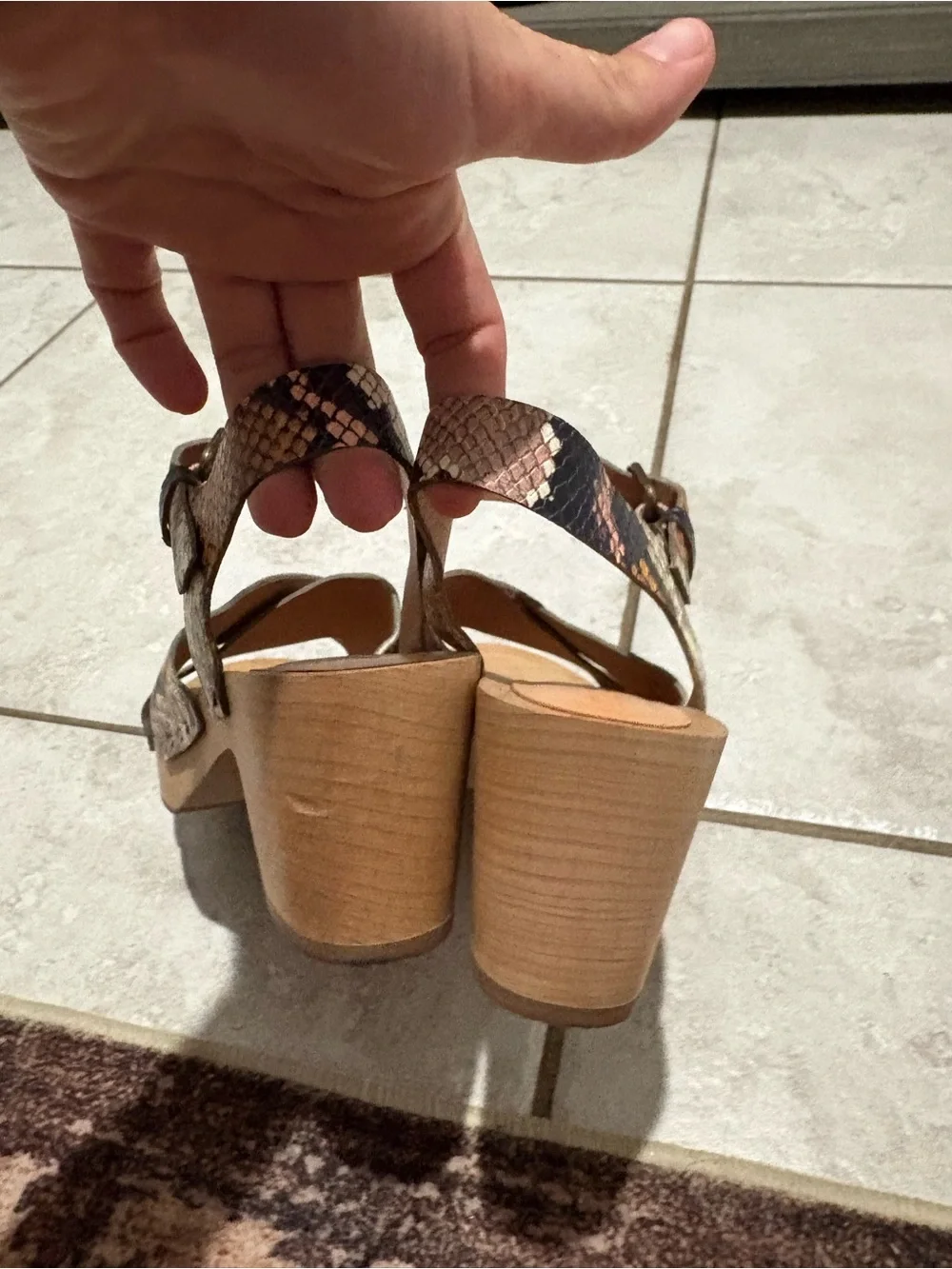 Madewell 7 Python-Print Platform Clog block heel Sandals - Brown Pink Black